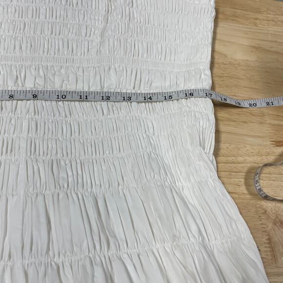 Rebecca Taylor NWOT Smocked Poplin Long Maxi Dress Sleeveless White Size 16 - Picture 5 of 11